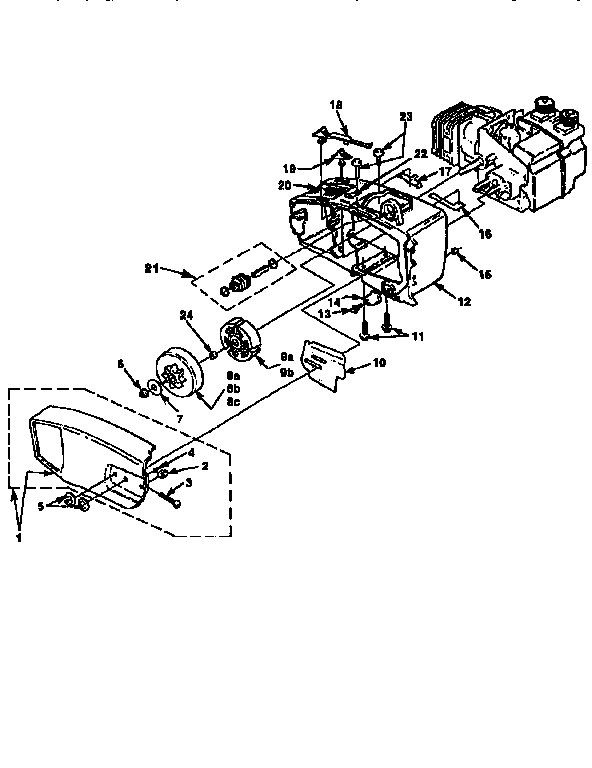 Homelite 240 SL-UT10635-B,C,D engine housing diagram