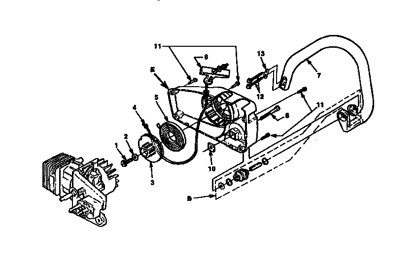 Homelite 240 SL-UT10635-B,C,D starter front handle diagram
