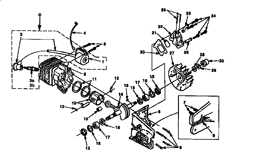 Homelite 240 SL-UT10635-B,C,D engine internal diagram