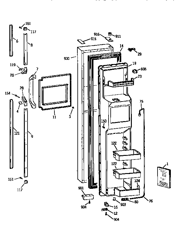 Kenmore 3639564720 freezer door diagram