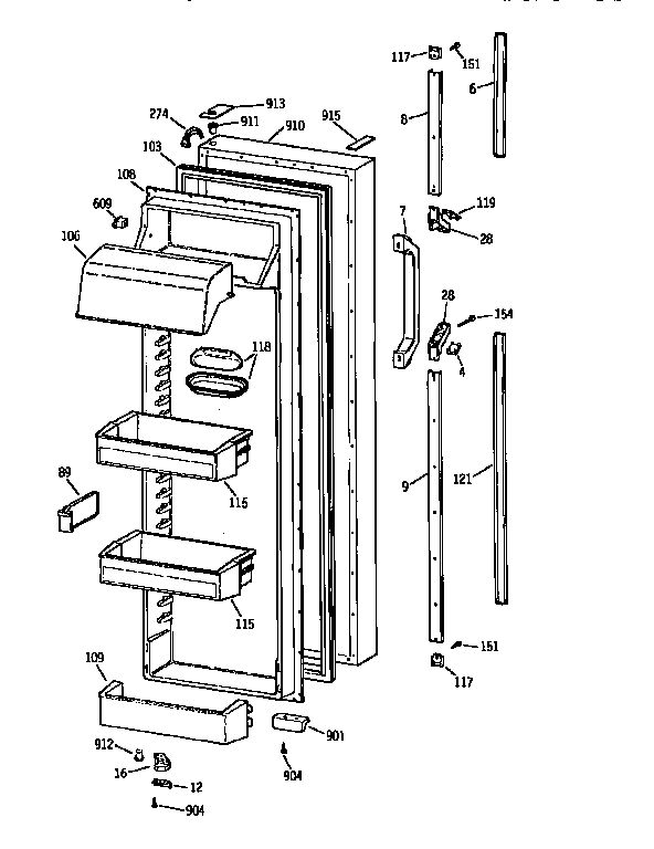 Kenmore 3639564720 fresh food door diagram