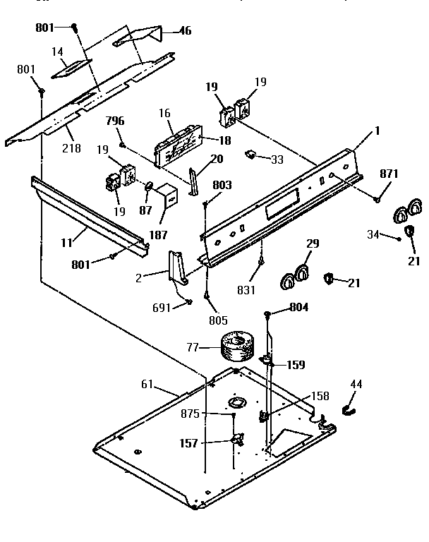Kenmore 91146759590 control panel section diagram