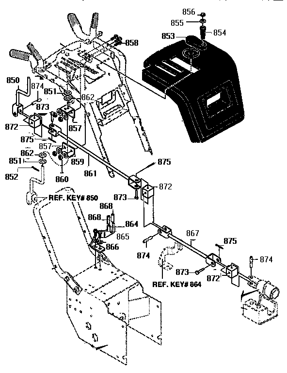 Craftsman 536886650 chute control rod assembly diagram