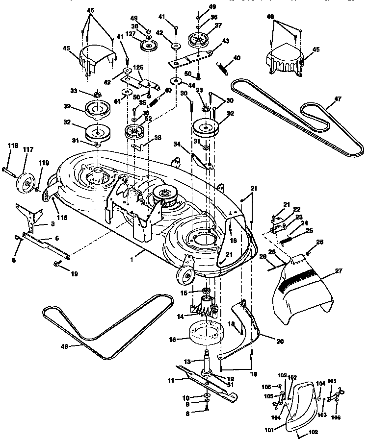 Craftsman 917258870 46" mower deck diagram