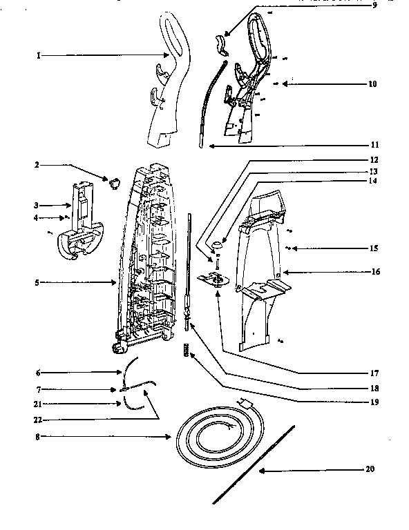Eureka 2450A-1 handle and bag housing diagram