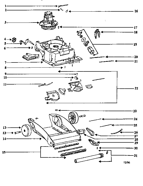 Eureka 2450AT-1 nozzle and motor assembly diagram