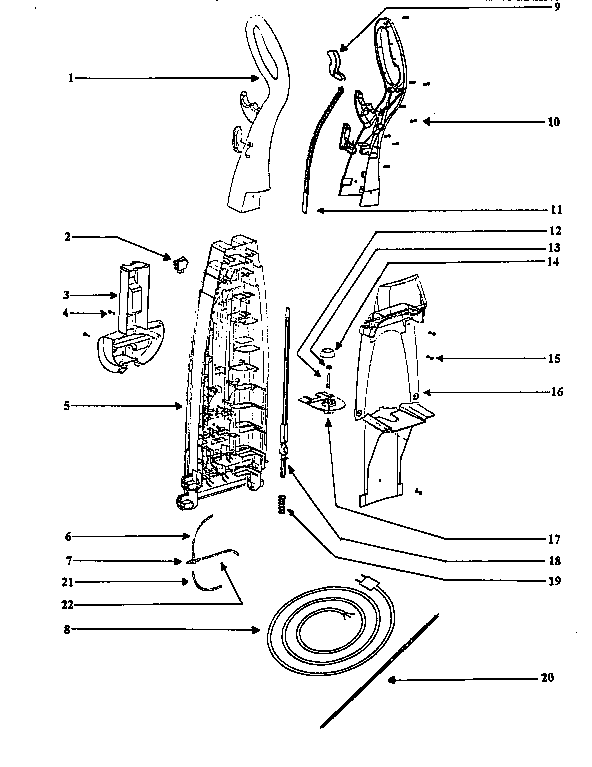 Eureka 2450AT-1 handle and bag housing diagram