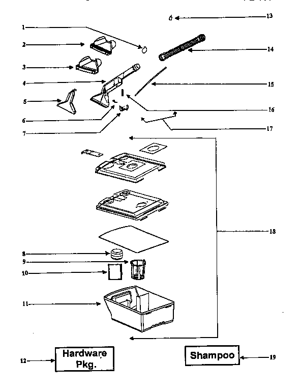 Eureka 2450AT-1 recovery tank assembly diagram
