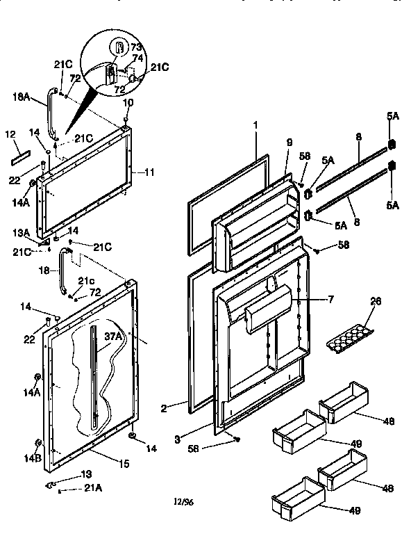 Kenmore 2539768482 doors diagram