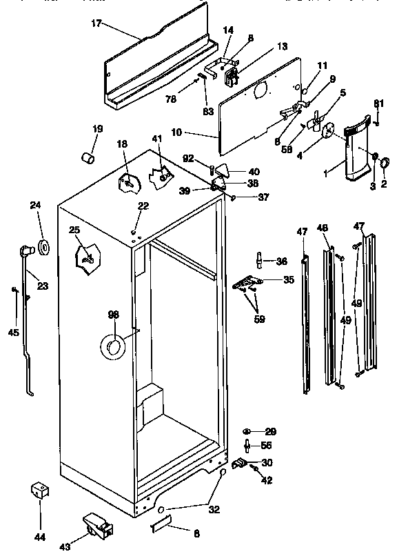 Kenmore 2539768482 cabinet parts diagram