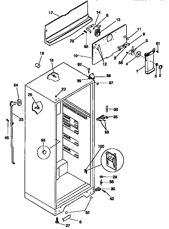 Kenmore 2539366083 cabinet parts diagram