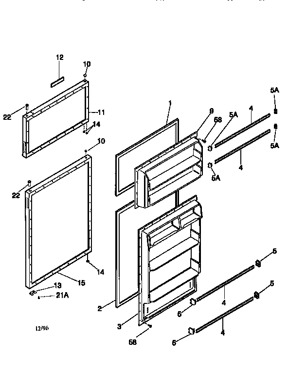 Kenmore 2539366013 doors diagram