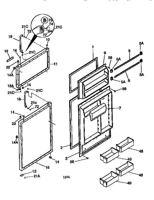 Kenmore 2539366403 doors diagram