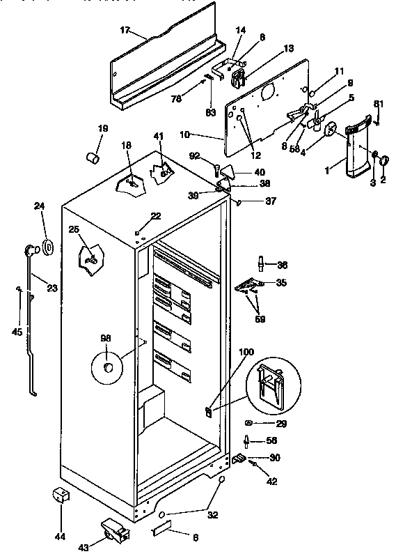 Kenmore 2539366403 cabinet parts diagram