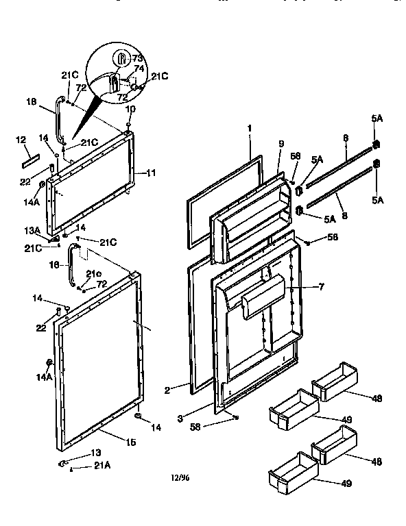 Kenmore 2539366443 doors diagram