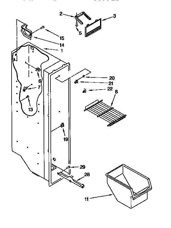 Kenmore 1069552611 freezer liner diagram