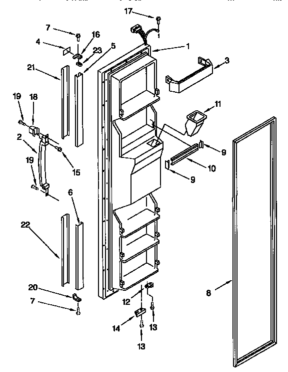Kenmore 1069552611 freezer door diagram