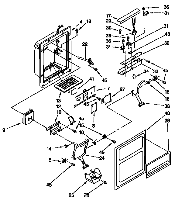 Kenmore 1069552611 dispenser front diagram