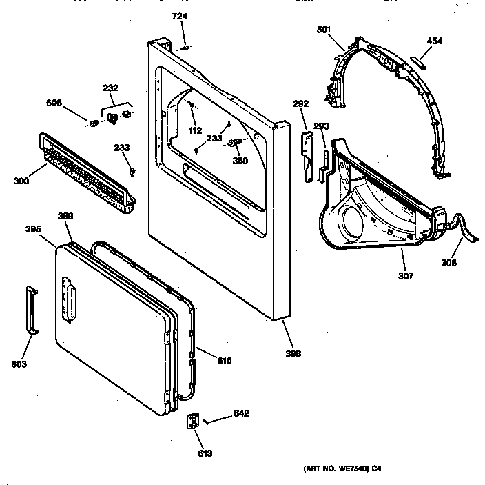 GE DCCB330ET0WC cabinet front diagram
