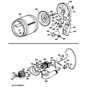 GE DCCB330GT0WC drum,duct,blower&drive assembly diagram