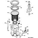 GE WDSR110T5WW tub, basket & agitator diagram