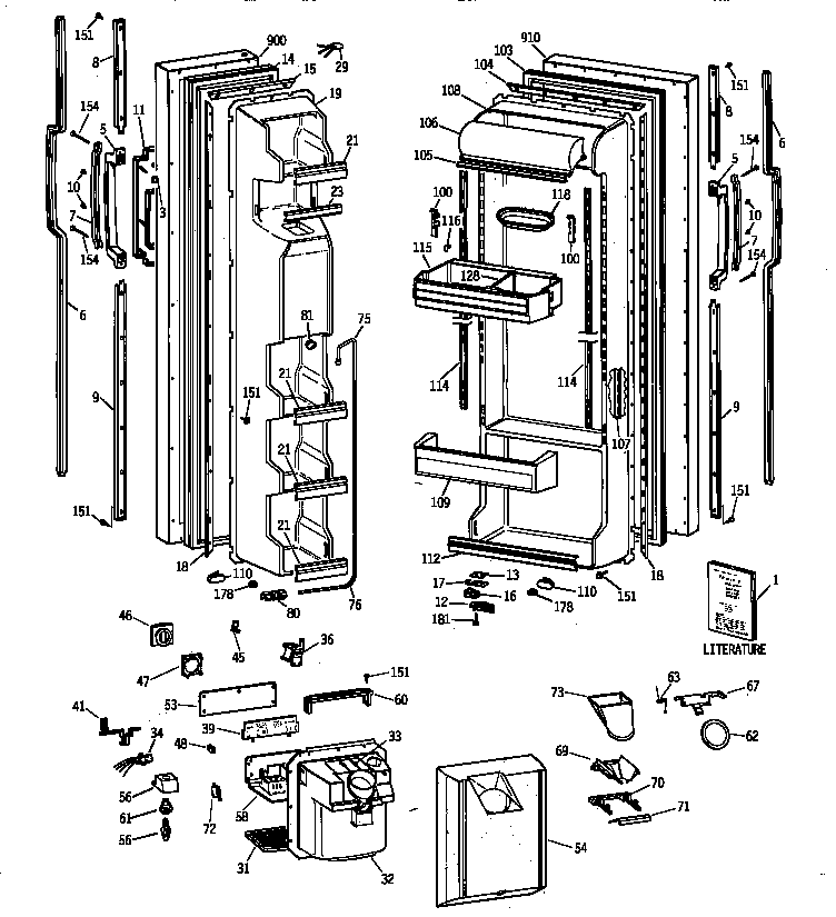 GE TFX25JRYAWW doors diagram