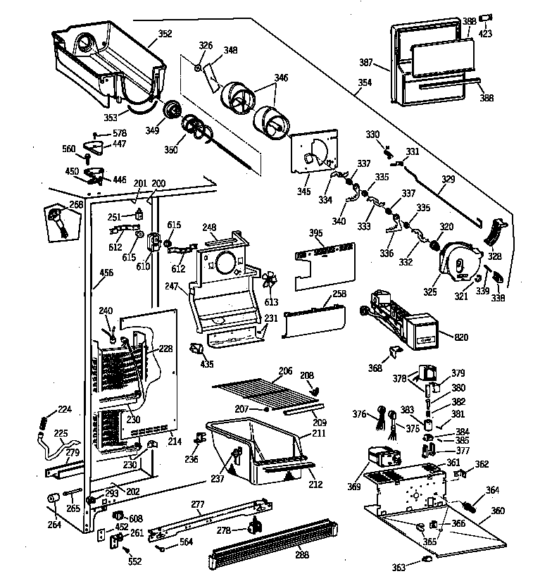GE TFX25JRYAWW freezer section diagram