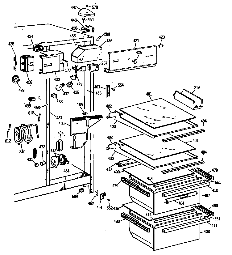 GE TFX25JRYAWW fresh food section diagram
