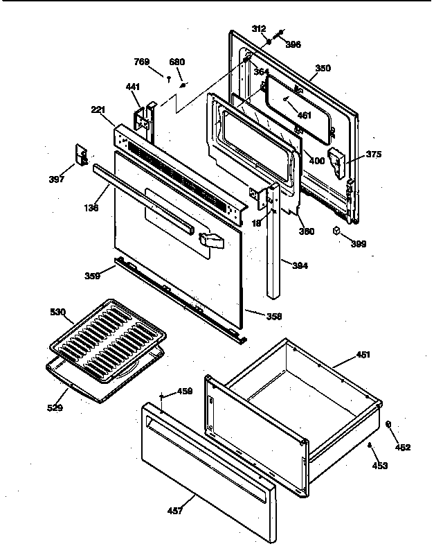 GE JBS30GV4AD door & drawer parts diagram