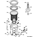 GE WCXR1070T5AA tub, basket & agitator diagram