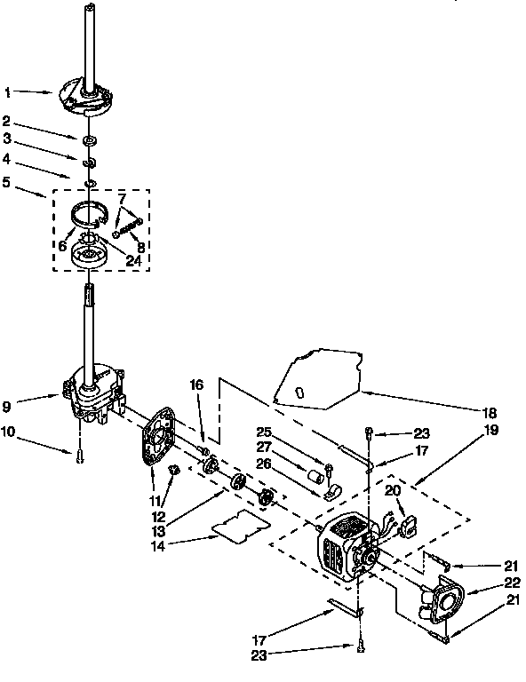 Kenmore 11026791690 gearcase, motor and pump diagram