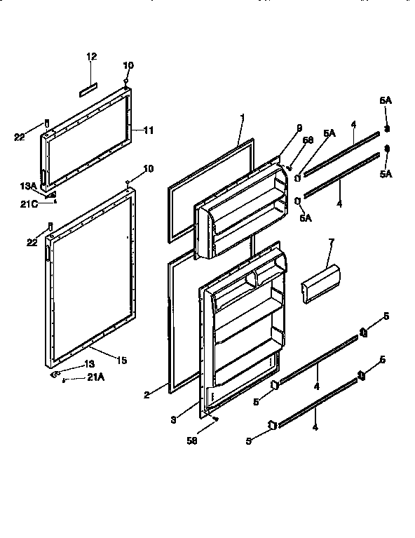 Kenmore 2539366182 doors diagram