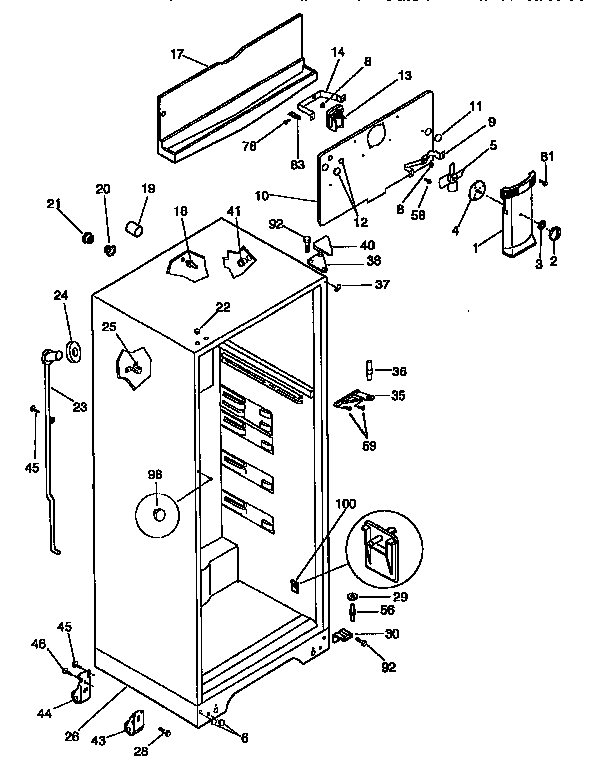 Kenmore 2539366182 cabinet parts diagram