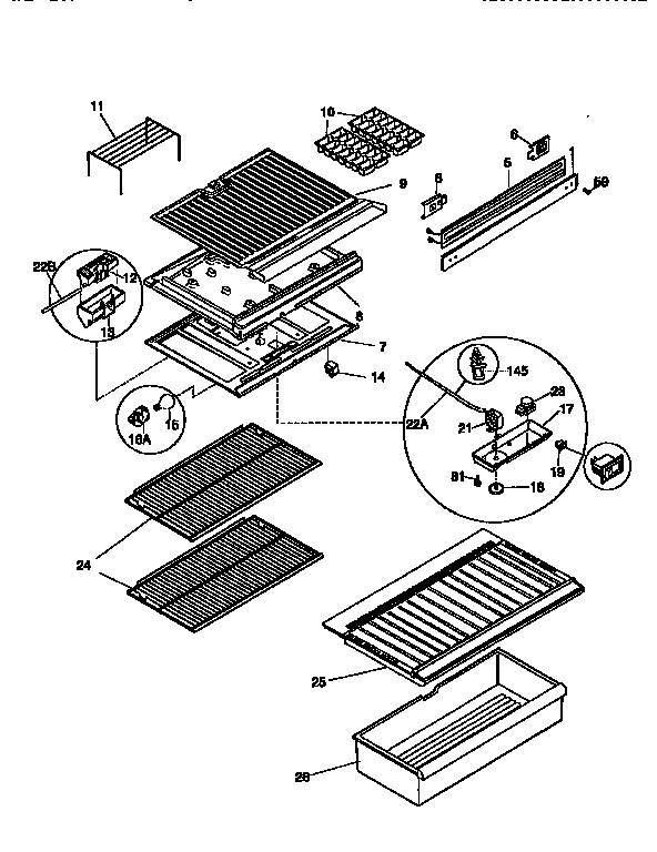 Kenmore 2539366182 shelves and accessories diagram