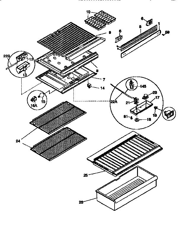 Kenmore 2539366002 shelves and accessories diagram