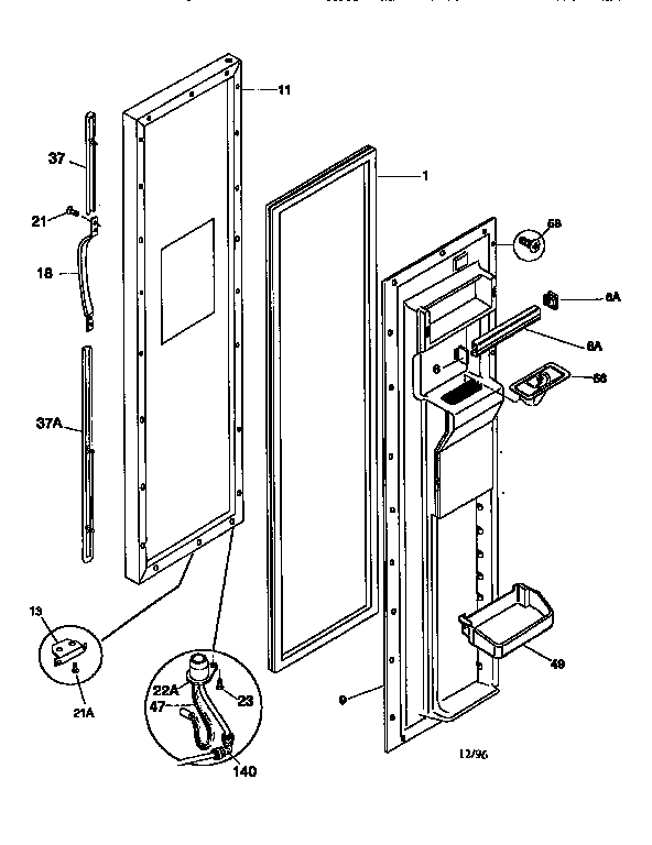 Frigidaire FRS26ZGED2 freezer door diagram
