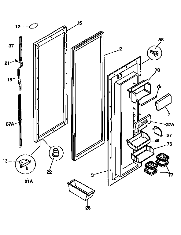 Frigidaire FRS26ZGED2 refrigerator door diagram