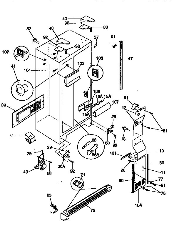 Frigidaire FRS26ZGED2 cabinet diagram