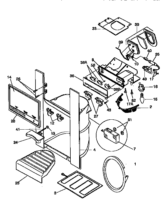Frigidaire FRS26ZGED2 ice and water dispenser diagram
