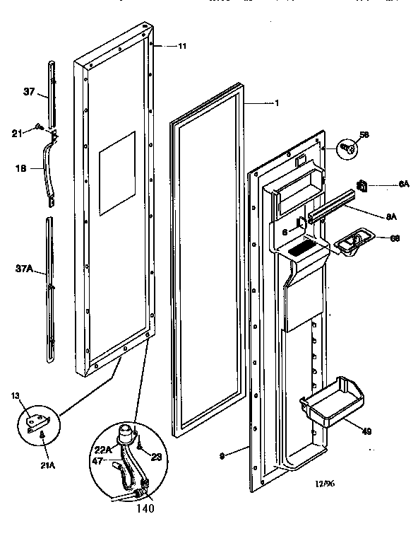 Frigidaire FRS26ZGEW2 freezer door diagram
