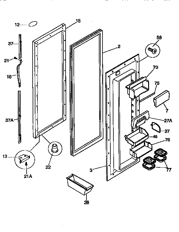 Frigidaire FRS26ZGEW2 refrigerator door diagram