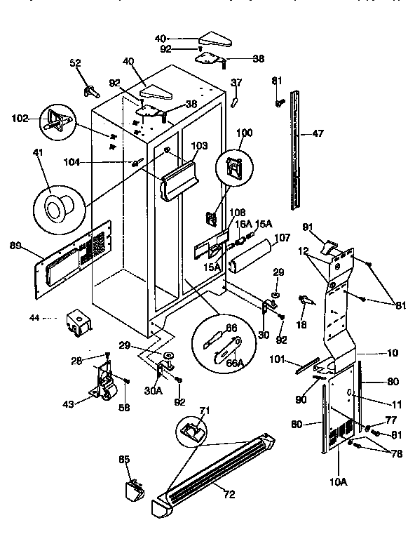 Frigidaire FRS26ZGEW2 cabinet diagram