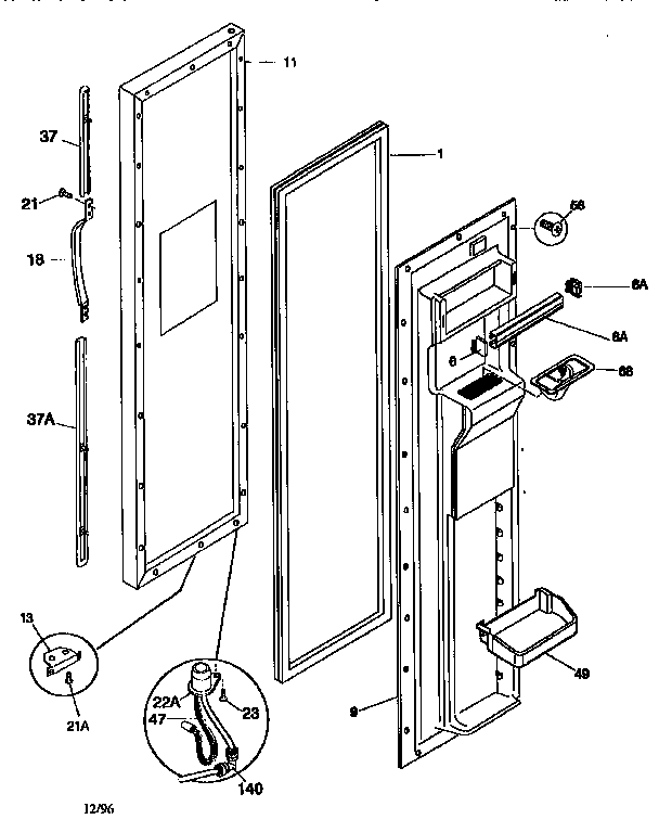 Frigidaire FRS26XGCB4 freezer door diagram