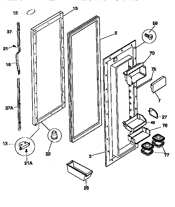 Frigidaire FRS26XGCB4 refrigerator door diagram