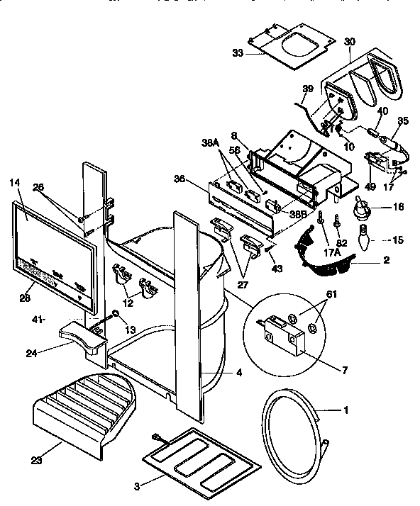 Frigidaire FRS26XGCB4 ice and water dispenser diagram