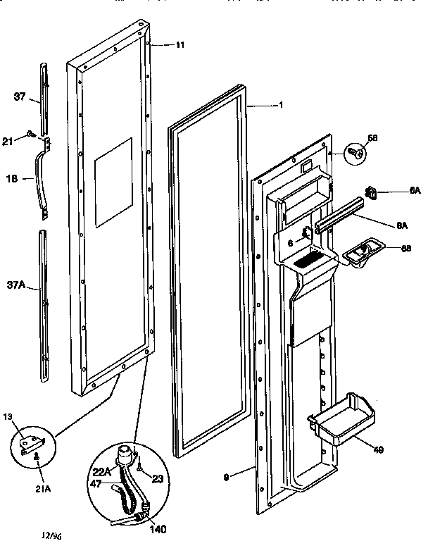 Frigidaire FRS26XGCD4 freezer door diagram