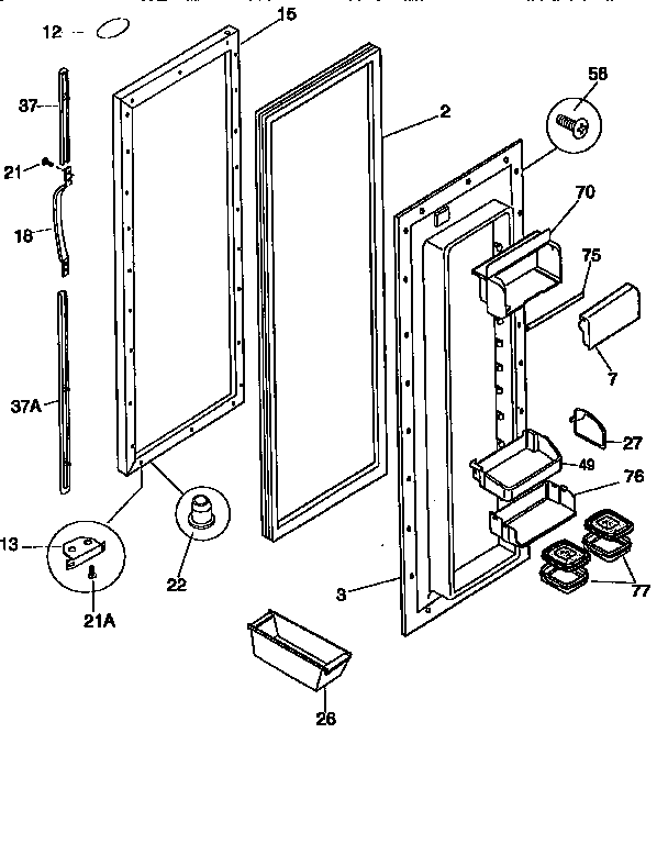 Frigidaire FRS26XGCD4 refrigerator door diagram