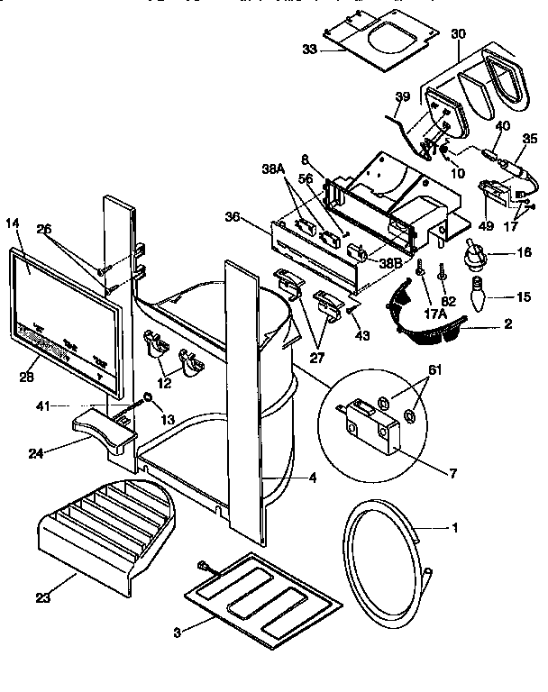 Frigidaire FRS26XGCD4 ice and water dispenser diagram