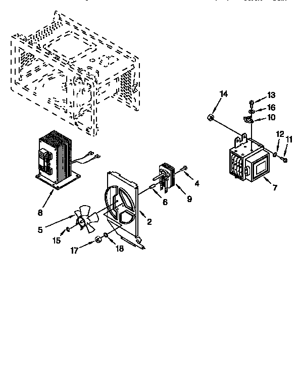 Whirlpool MT7073XDQ0 magnetron and air flow diagram