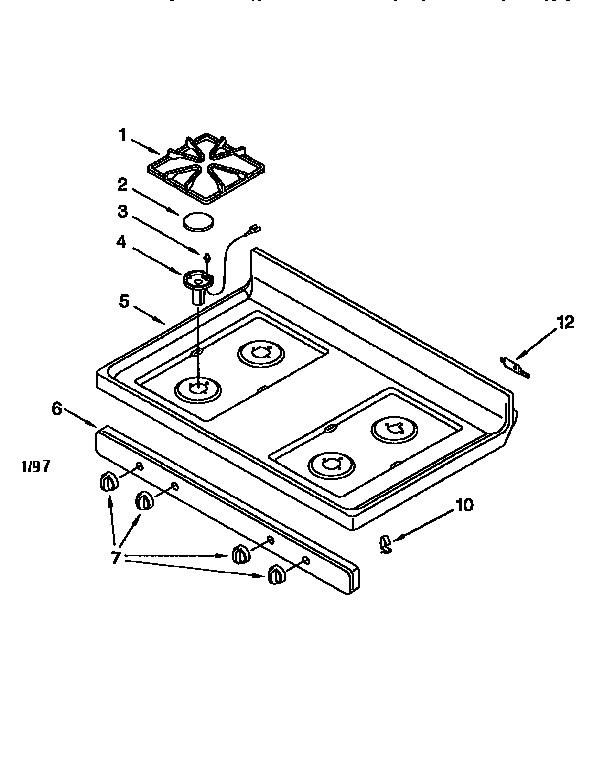 Whirlpool SF360PEENO cooktop diagram